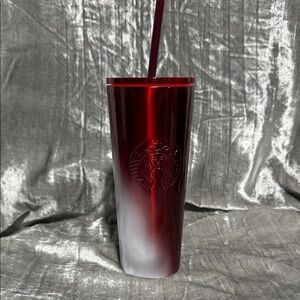 Starbucks Crimson and Silver Gradient Tumbler